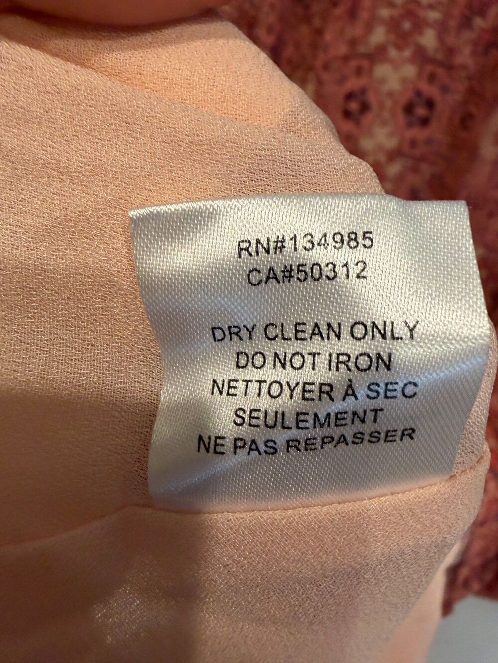 For Love & Lemons Pink Boho Babydoll Dress Velvet Tie Neck Long Sleeve Size L - Picture 8 of 8